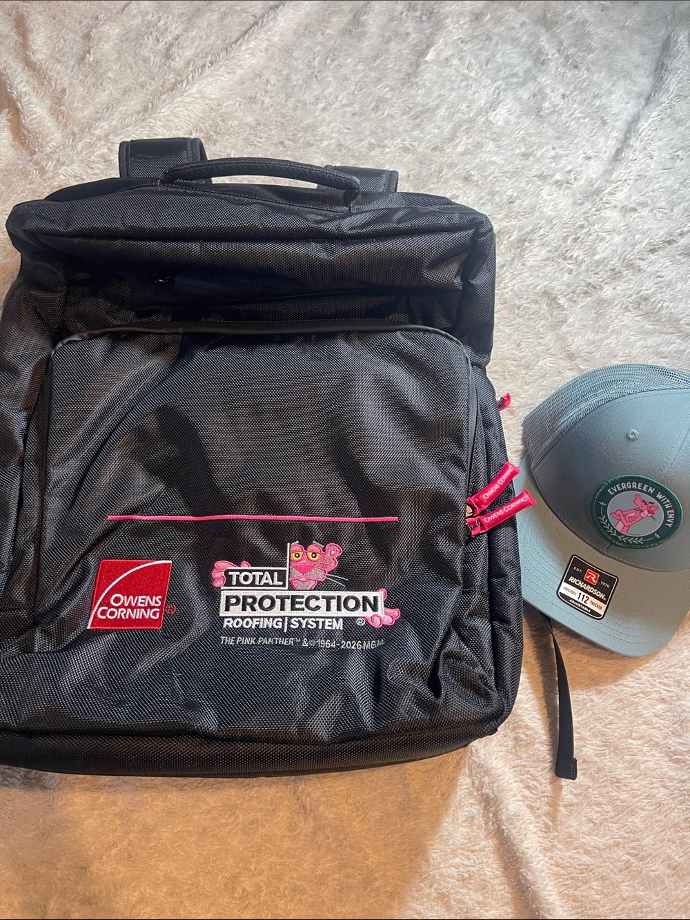 Owens corning pink Panther Black  large  Backpack